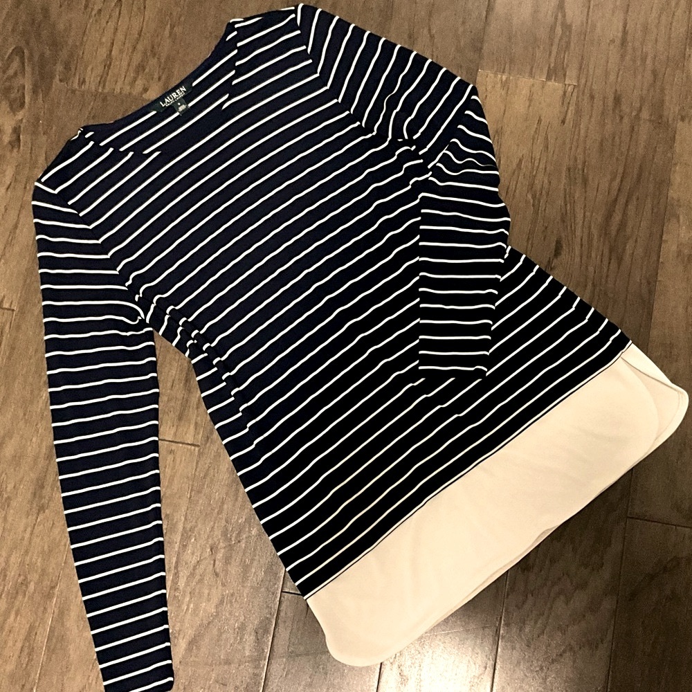 Navy Ralph Lauren Striped Twofer Tunic Top